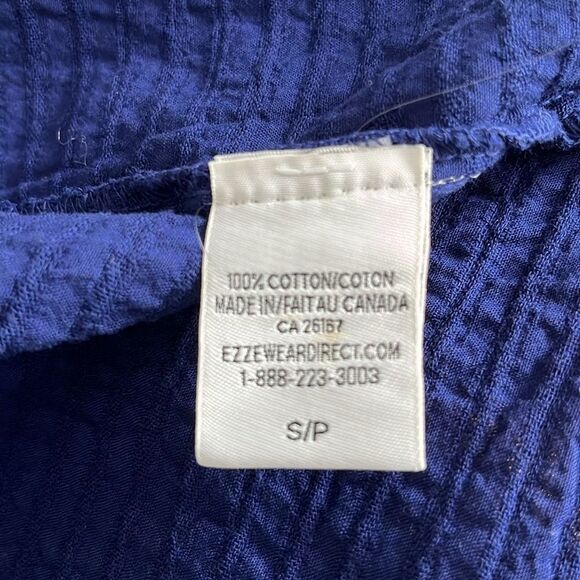 Ezzewear Wear Blue Relaxed Snap Button Down Shirt Textured Sleeveless Canada NWT - Picture 11 of 11